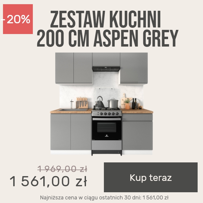 Zestaw kucheny 200 cm Aspen Grey - 1679 zł  - 15%