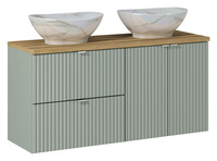 Zestaw z blatem oak i umywalkami Pati 120 cm Line Reed Green