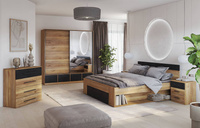 Beta – Szafa 2D4S z Lustrem Dąb Mauvella Czarny mat