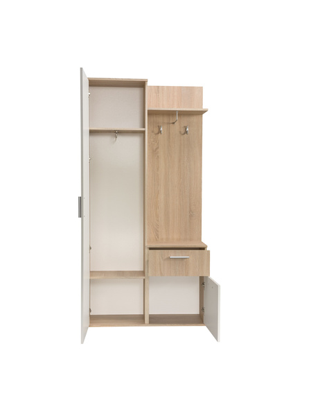 LUX - Garderoba 2D1S z Lustrem Dąb Sonoma Biel Alpejska