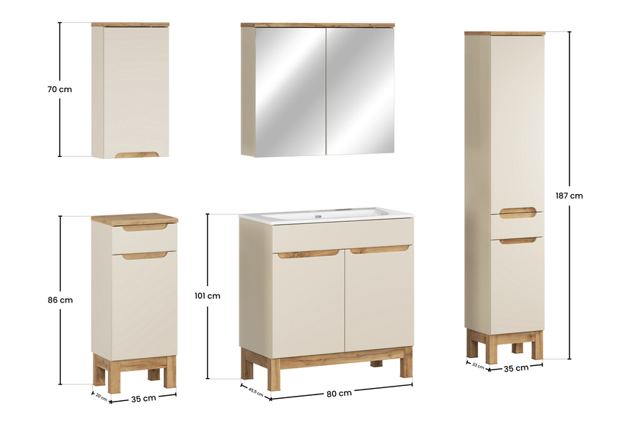 Zestaw Mebli Łazienkowych 80 cm z Umywalką Meblową Bali Cashmere