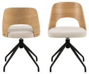 Actona Krzesło Do Jadalni Obrotowe Lucy Dąb Olejowany Beżowy Czarny Mat