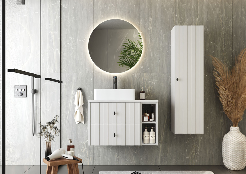 ELEGANTE-08 - Słupek Wysoki 1-drzwiowy Biały Mat