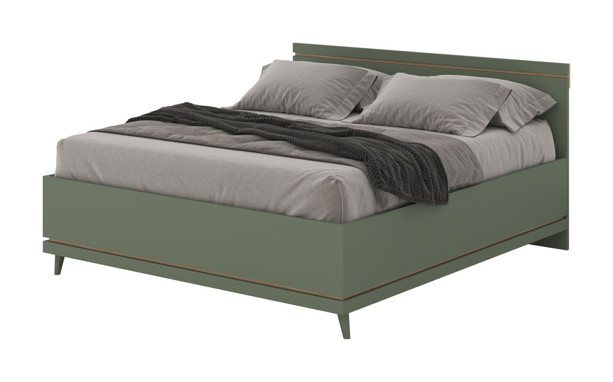 Scandi - Łóżko 180x200 cm Zgaszona Zieleń Dąb Olejowany