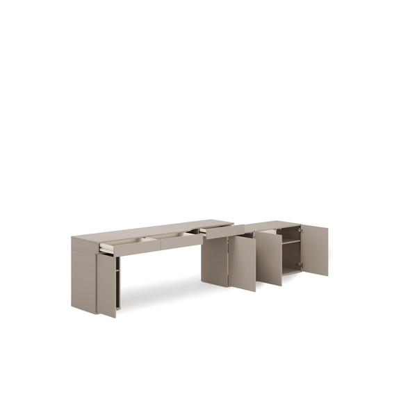 WOOW SET-WOS6L - Zestaw Komoda i Biurko Lewe/Kontenerek Szampański/Dąb Vincenza Bielona/Clay Grey