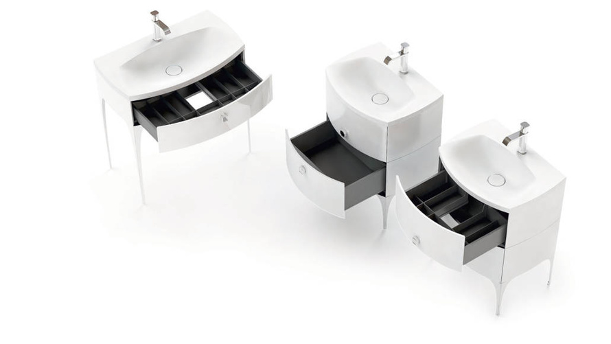 Oristo Szafka z umywalką w białym macie 82 cm 2S LOUIS biała połysk