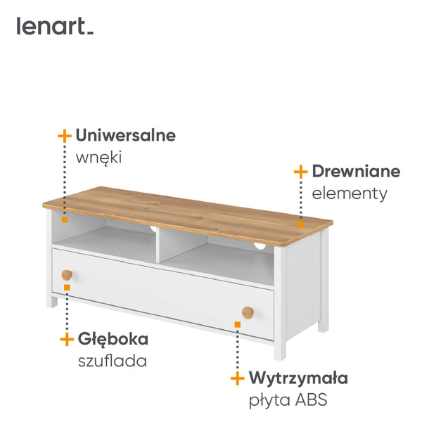 STORY SO-13 - Szafka RTV 1S Biała/Dąb Nash