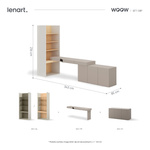 WOOW SET-WOS8PVB - Zestaw Komoda i Biurko Prawe/Regał Szeroki Szampański/Dąb Vincenza Bielona/Clay Grey