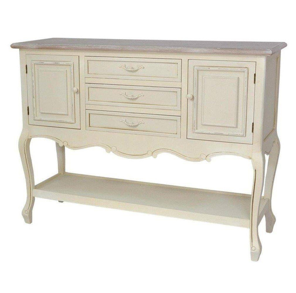 Rimini 032 Komoda 2D/3S z półką prowansalska kremowa beżowy blat drewno/mdf