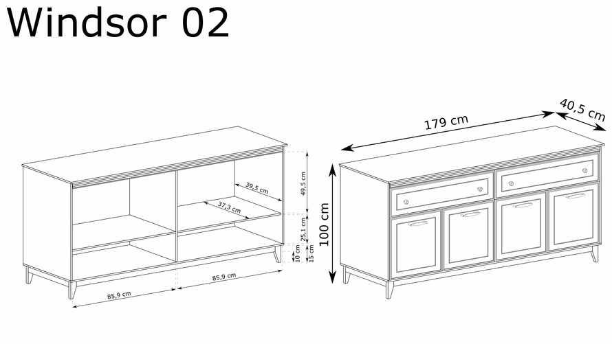 WINDSOR-2 - Komoda 4D2S Cashmere