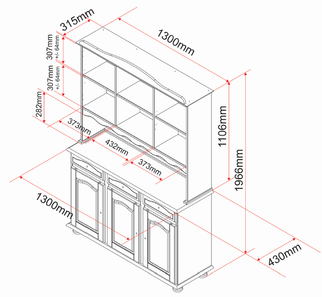 Kredens SIENA drewniany biały