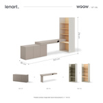 WOOW SET-WOS8LVB - Zestaw Komoda i Biurko Lewe/Regał Szeroki Szampański/Dąb Vincenza Bielona/Clay Grey