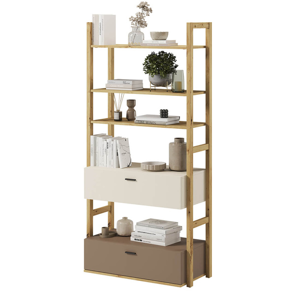 LENNY LY-02 - Regał 2S Dąb Artisan/Beż/Truflowy