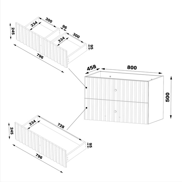 AQUA-01 - Szafka Pod Umywalkę z Blatem 2S 80cm Biały Mat Zestaw-1