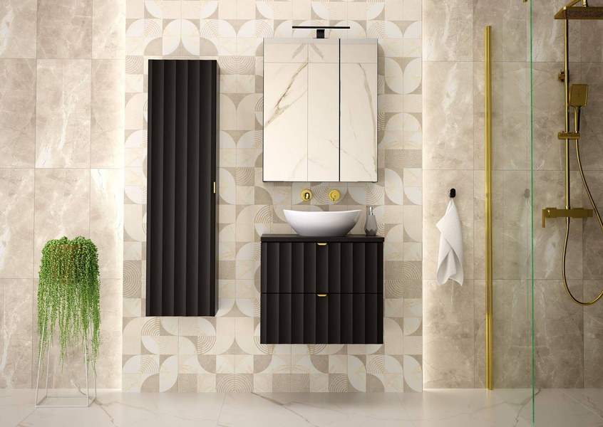 ARCOS-06 - Szafka z Umywalką i Blatem 2S 60cm Czarny Mat Zestaw-2