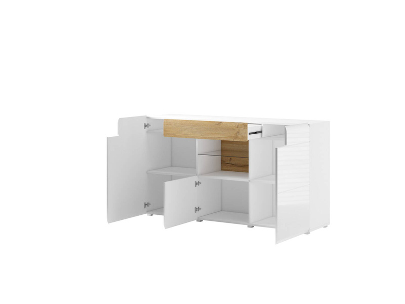 Toledo WM Komoda 3D1S Biały Połysk / San Remo