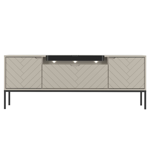 ASPEN-06 - Komoda RTV 3D z Soundbarem JBL i Oświetleniem LED Kaszmir Czarny Stelaż