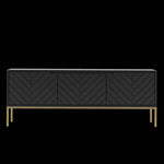 ASPEN-01 - Komoda RTV 3-drzwiowa Czarny Mat Złoty Stelaż
