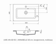 Oristo Umywalka meblowa 60 cm ANNABELLE