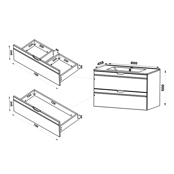 ESPERO-01 - Szafka Pod Umywalkę 2S 80cm Biały Mat