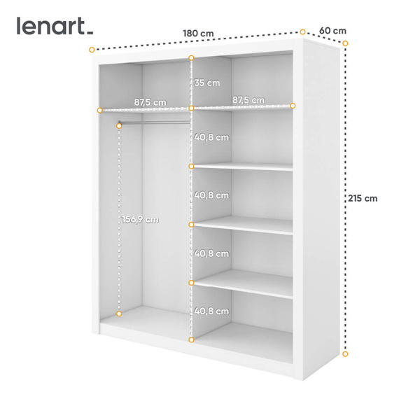 IDEA ID-02 - Szafa Przesuwna 2-drzwiowa Biała