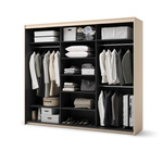 TREND TS-02 - Szafa 3-drzwiowa z Lustrem i LED Beż Piaskowy Czarny Mat