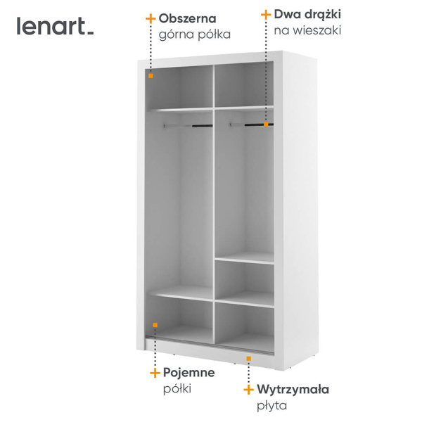 ARTI AR-06 - Szafa Przesuwna 2-drzwiowa 120 cm Biała