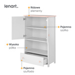 LUNA LN-11 - Komoda 2D1S Biała/Różowa