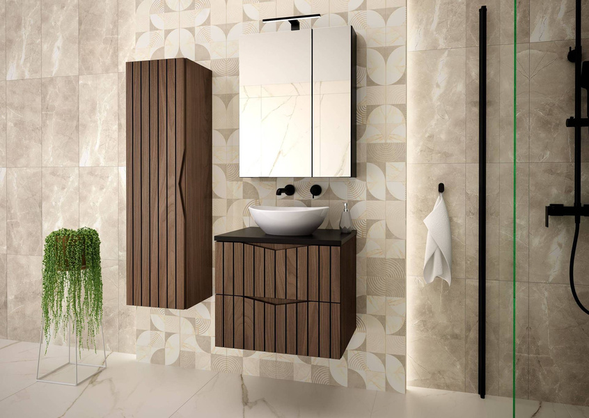 STELLA-02 - Szafka pod Umywalkę z Blatem 2S 60cm Orzech Zestaw-1