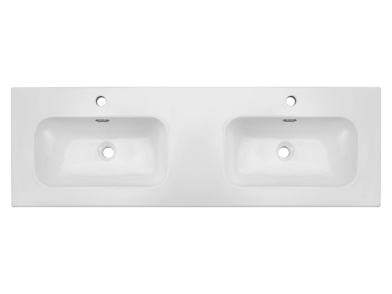 Umywalka Meblowa Dwukomorowa Ceramiczna 140 cm FLY 140D DP E-8073-140D Biały Połysk