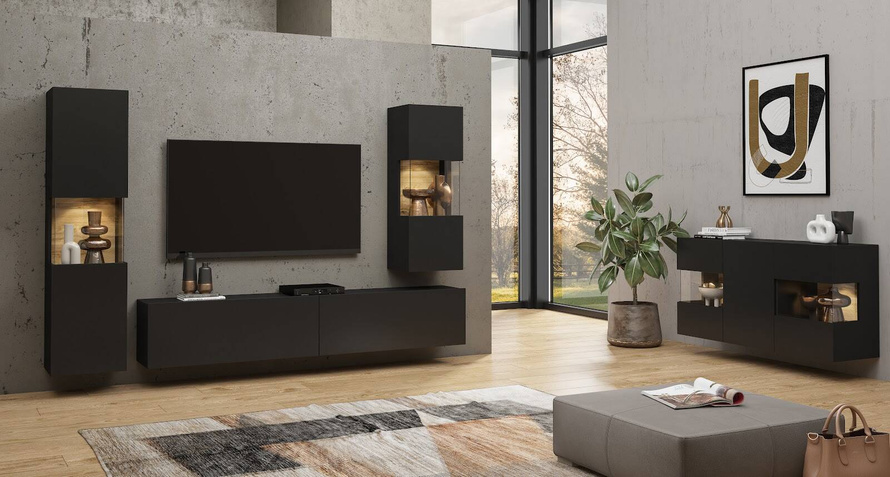 Ava Komoda 3-drzwiowa Czarny / Dąb Wotan