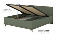 Scandi - Łóżko 180x200 cm ze Stelażem Zgaszona Zieleń Dąb Olejowany