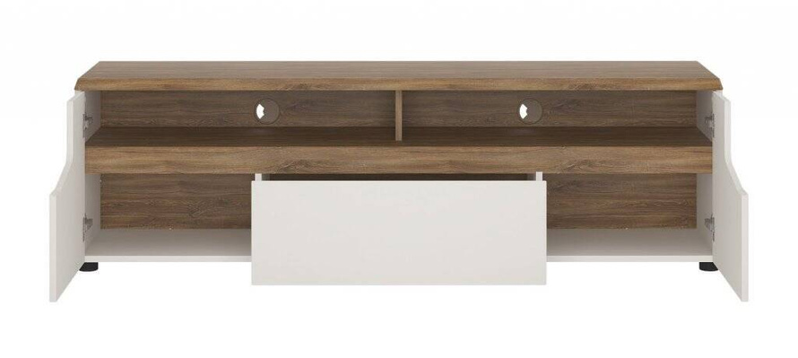 Toledo TOLF02 - Komoda RTV 2D1S Biała/Stirling Oak