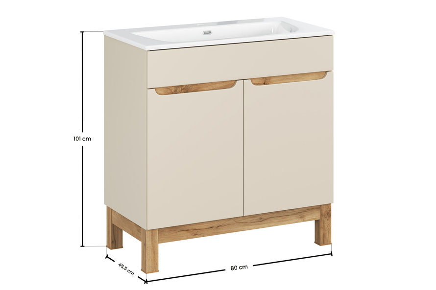 Zestaw Szafka z Umywalką Meblową 80 cm 2D Bali Cashmere