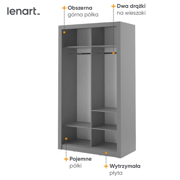 ARTI AR-06 - Szafa Przesuwna 2-drzwiowa 120 cm Szara
