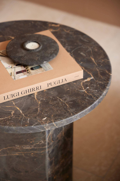 Actona Stolik Kawowy Okrągły Naxos Marmur Brązowy Mat