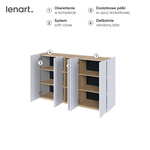 EASY EA-01 - Komoda 5-drzwiowa z Oświetleniem LED Biały Połysk/Dąb Scandi