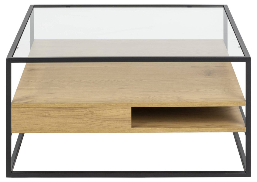 Actona Stolik Kawowy Szklany Randolf Dąb Czarny Mat