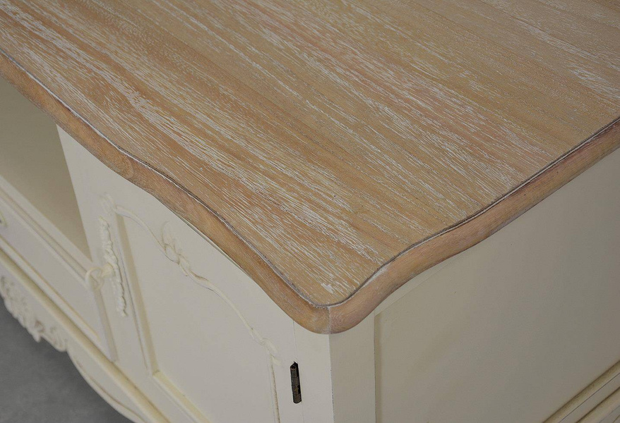 Rimini 034 Komoda RTV 2D/1S prowansalska kremowa beżowy blat drewno/mdf