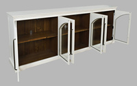 Avola AV2293-96 Komoda 244 cm biała drewno akacji przeszklone drzwi
