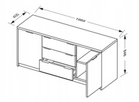 Roma RM-168-WB - Komoda Duża 2D3S Biały Mat Biały Połysk
