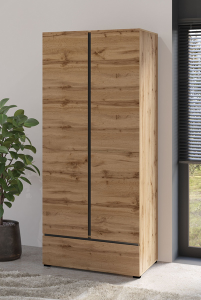 Cross S - Szafa 2D1S Dąb Wotan Czarny Onyks Mat