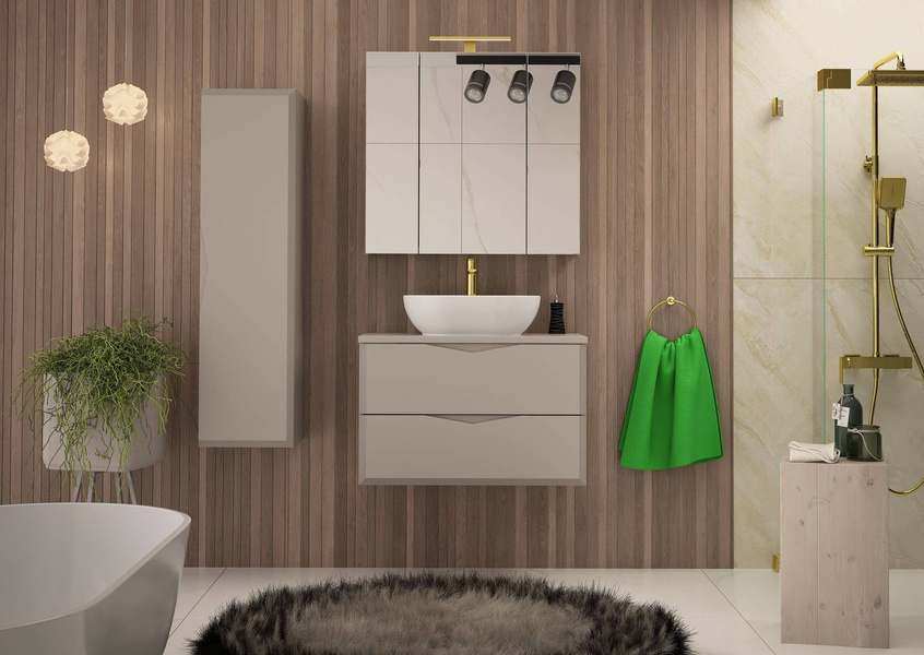 DELICA-01 - Szafka pod Umywalkę z Blatem 2S 80cm Kaszmir Zestaw-1