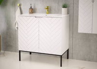 ASPEN-08 - Szafka z Umywalką 2D 80cm Biały Mat Zestaw-3 Czarny Stelaż