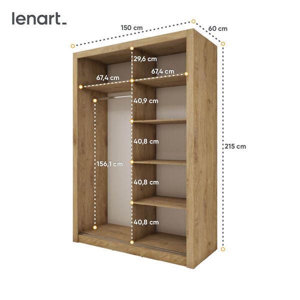 IDEA ID-17 - Szafa Przesuwna 2-drzwiowa Dąb Shetland