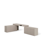 WOOW SET-WOS7L - Zestaw Komoda i Biurko Lewe/Komoda Szampański/Dąb Vincenza Bielona/Clay Grey