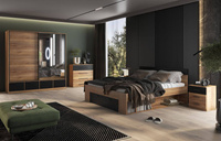 Beta – Łóżko 180/200 cm z Szufladami Dąb Mauvella Czarny mat