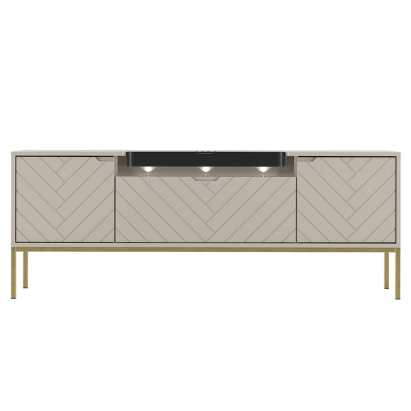 ASPEN-06 - Komoda RTV 3D z Soundbarem JBL i Oświetleniem LED Kaszmir Złoty Stelaż