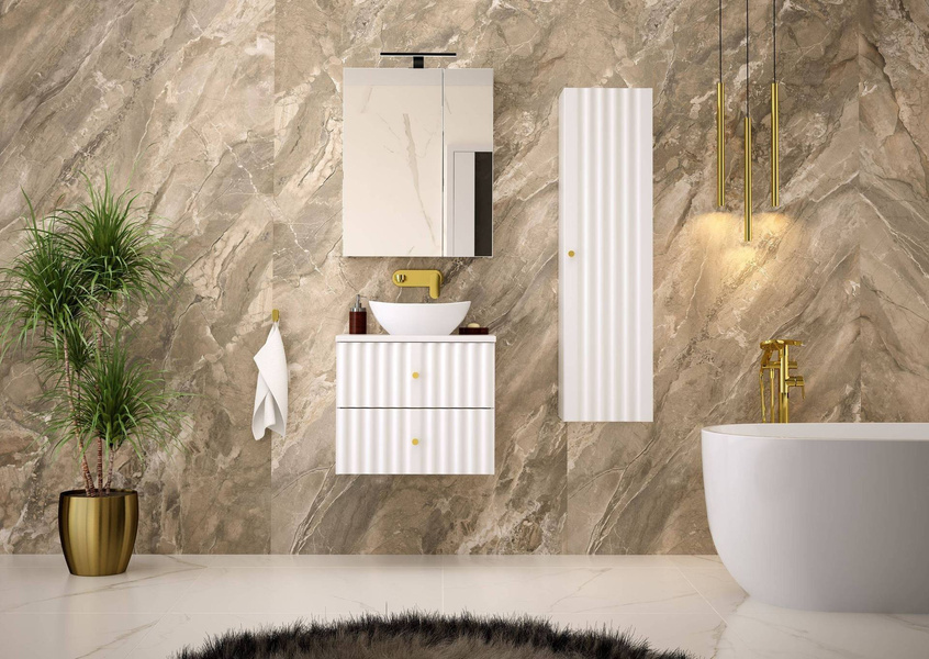 AQUA-02 - Szafka z Umywalką i Blatem 2S 60cm Biały Mat Zestaw-2