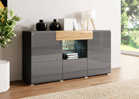 Toledo WM Komoda 3D1S Antracyt Połysk / Dąb Grandson